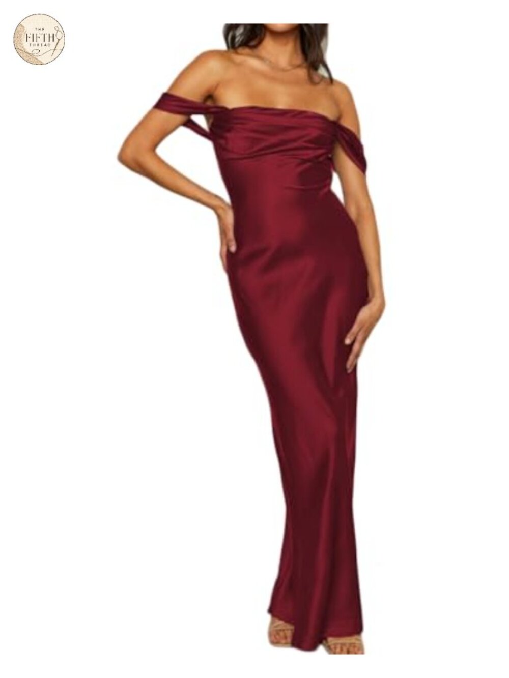 Satin Off Shoulder Strapless Backless Ruched Maxi Formal Dress